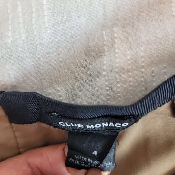 Club Monaco tan pencil skirt black ivory waistband slit office neutral work 6 - Picture 7 of 9